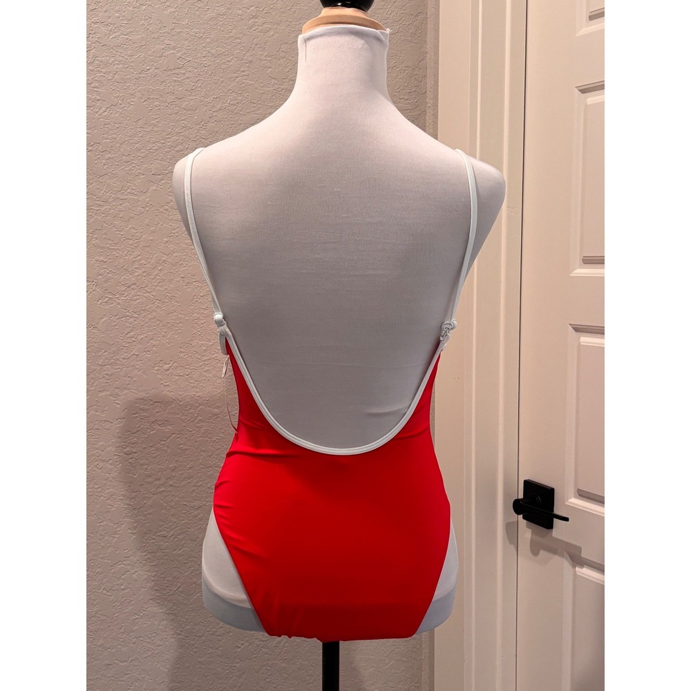 PINK Victoria's Secret One Piece Swimsuit Womens Small Red Brazilian Logo Scoop - Picture 3 of 8